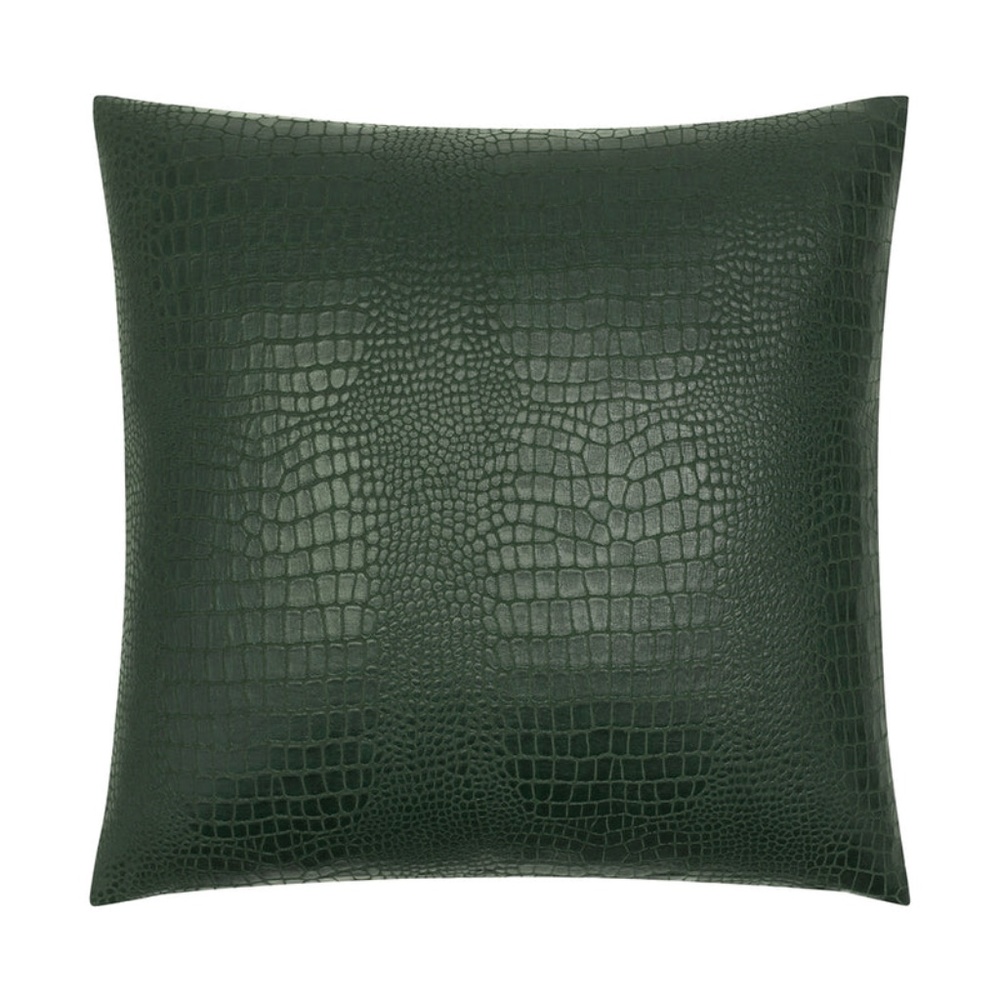 Patricia Nash Faux Croc Embossed Euro Sham - Rich Forest Green SET OF TWO - NEW